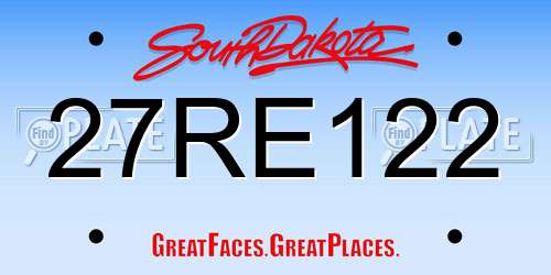 27RE122 South Dakota License Plate