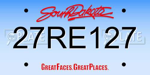 27RE127 South Dakota License Plate