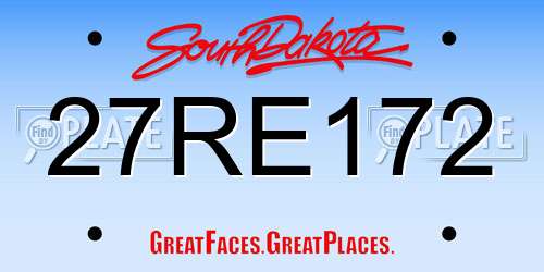 27RE172 South Dakota License Plate