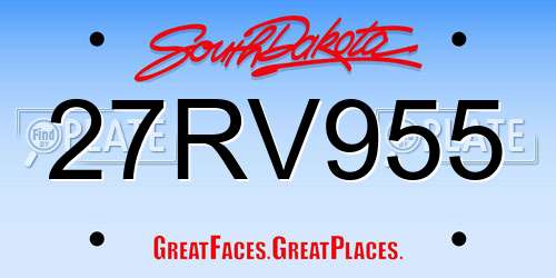 27RV955 South Dakota License Plate