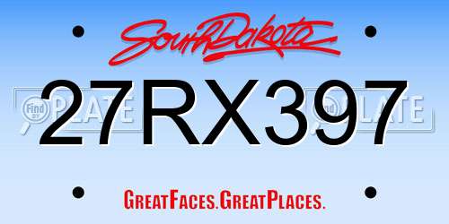 27RX397 South Dakota License Plate