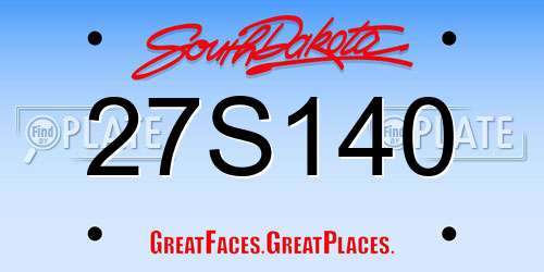 27S140 South Dakota License Plate