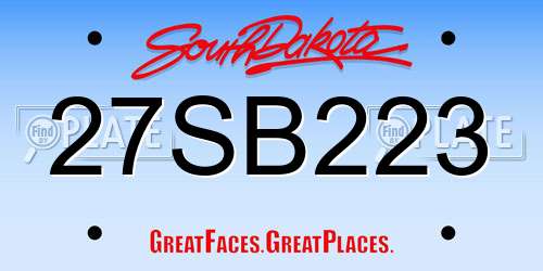27SB223 South Dakota License Plate