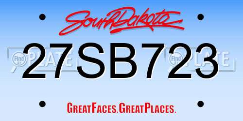 27SB723 South Dakota License Plate