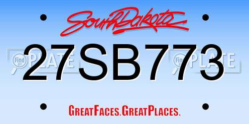 27SB773 South Dakota License Plate