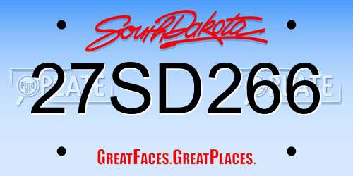 27SD266 South Dakota License Plate