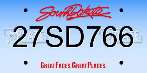 27SD766 South Dakota License Plate