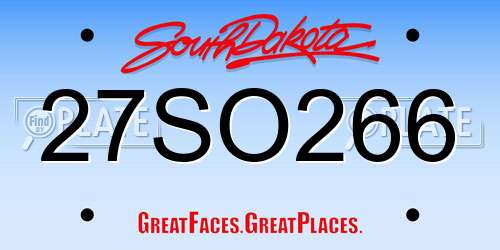 27SO266 South Dakota License Plate