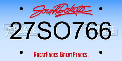 27SO766 South Dakota License Plate