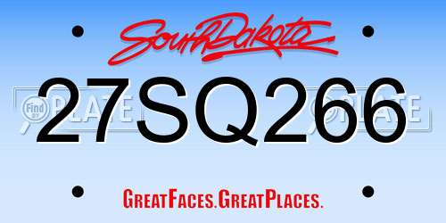 27SQ266 South Dakota License Plate