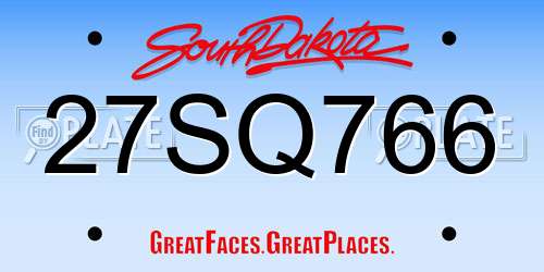 27SQ766 South Dakota License Plate
