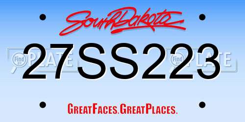 27SS223 South Dakota License Plate