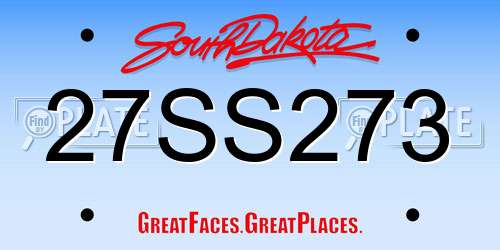 27SS273 South Dakota License Plate