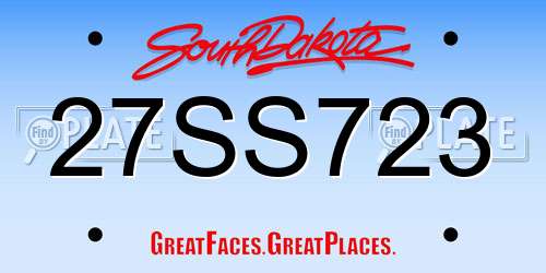 27SS723 South Dakota License Plate