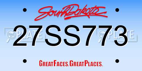 27SS773 South Dakota License Plate