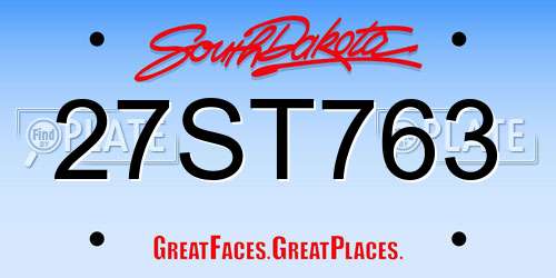 27ST763 South Dakota License Plate