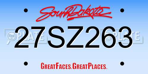 27SZ263 South Dakota License Plate