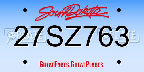 27SZ763 South Dakota License Plate