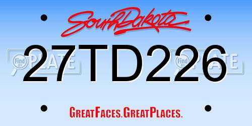 27TD226 South Dakota License Plate