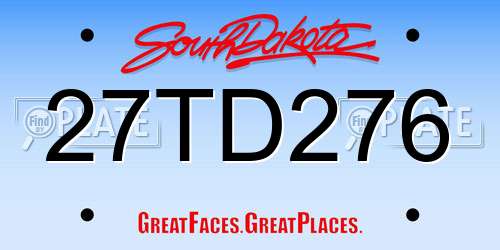 27TD276 South Dakota License Plate