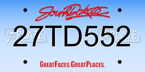 27TD552 South Dakota License Plate