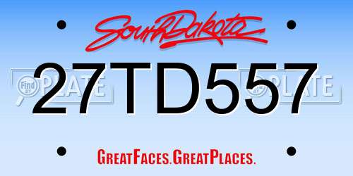 27TD557 South Dakota License Plate