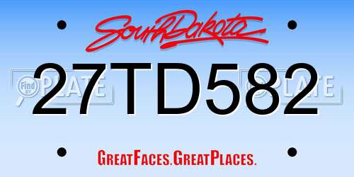 27TD582 South Dakota License Plate