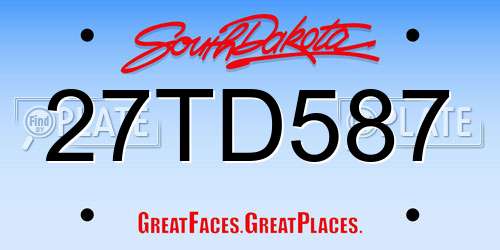 27TD587 South Dakota License Plate