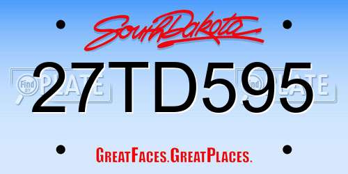 27TD595 South Dakota License Plate