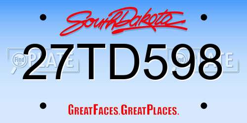 27TD598 South Dakota License Plate