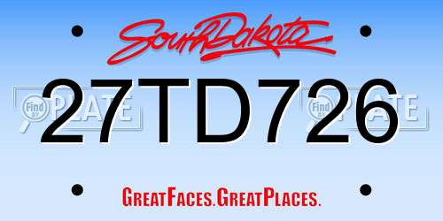 27TD726 South Dakota License Plate