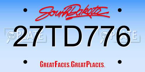 27TD776 South Dakota License Plate