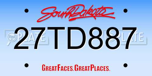 27TD887 South Dakota License Plate