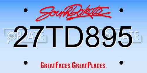 27TD895 South Dakota License Plate
