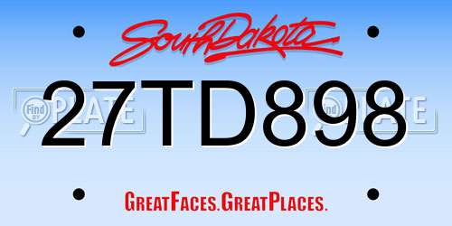 27TD898 South Dakota License Plate