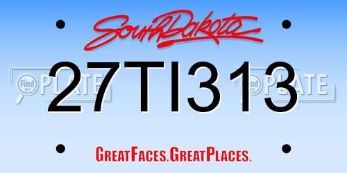 27TI313 South Dakota License Plate