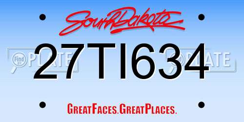 27TI634 South Dakota License Plate