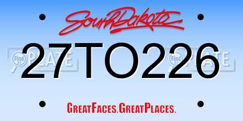 27TO226 South Dakota License Plate