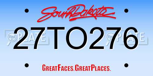 27TO276 South Dakota License Plate
