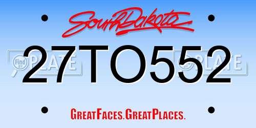 27TO552 South Dakota License Plate