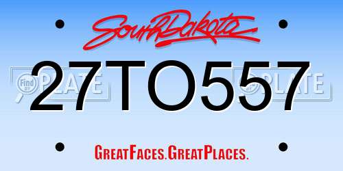 27TO557 South Dakota License Plate