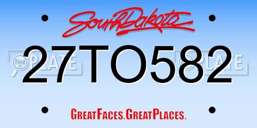 27TO582 South Dakota License Plate