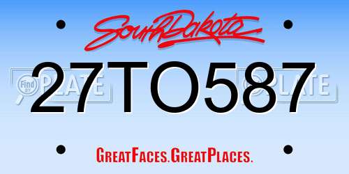27TO587 South Dakota License Plate