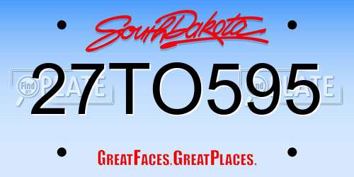 27TO595 South Dakota License Plate