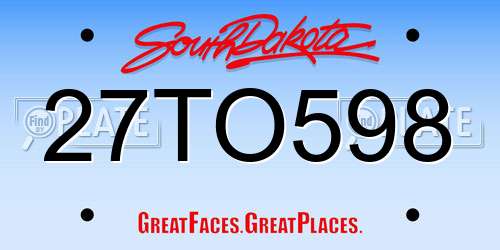 27TO598 South Dakota License Plate