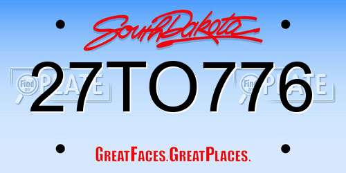 27TO776 South Dakota License Plate