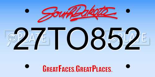 27TO852 South Dakota License Plate