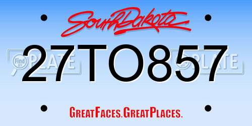 27TO857 South Dakota License Plate