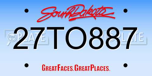 27TO887 South Dakota License Plate