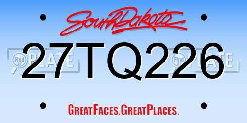 27TQ226 South Dakota License Plate